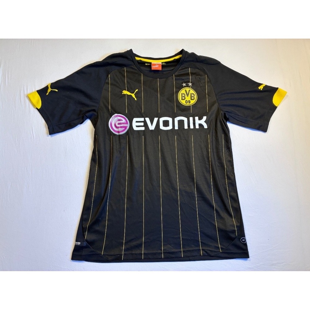 PUMA Borussia Dortmund BVB Away Soccer Jersey Large Black Yellow Evonik